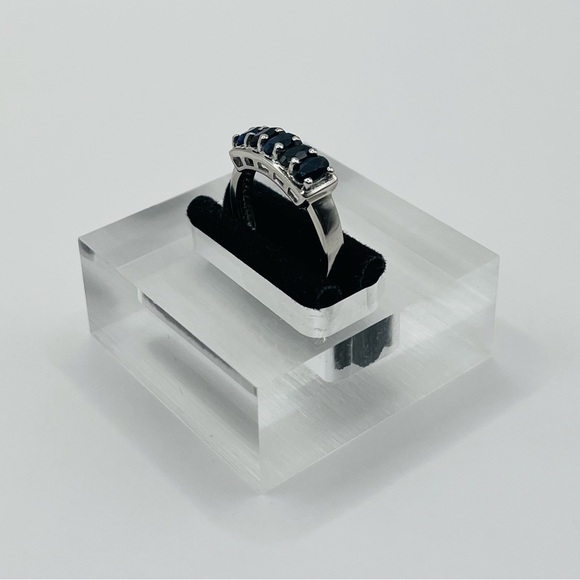 Natural Blue Sapphire Sterling Silver Ring - Picture 3 of 13